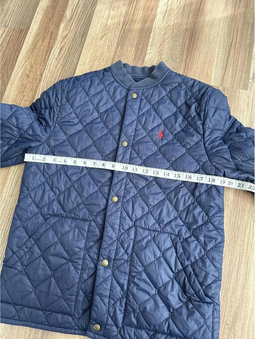 Polo Ralph Lauren Boys XL 18-20 Quilted Jacket Navy Blue Snap Front Pony Logo